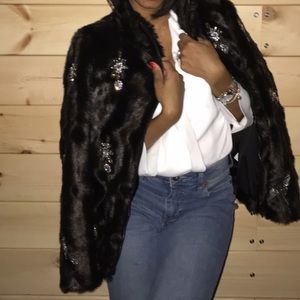 Zara faux fur embellished jacket